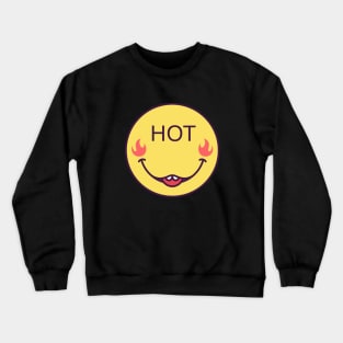 Emoji face icon with phrase Hot Crewneck Sweatshirt